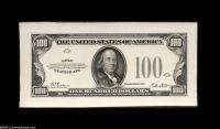 $100 Wide Margin 1928 Gold Certificate Face Specimen Die Proof. Superb Gem New